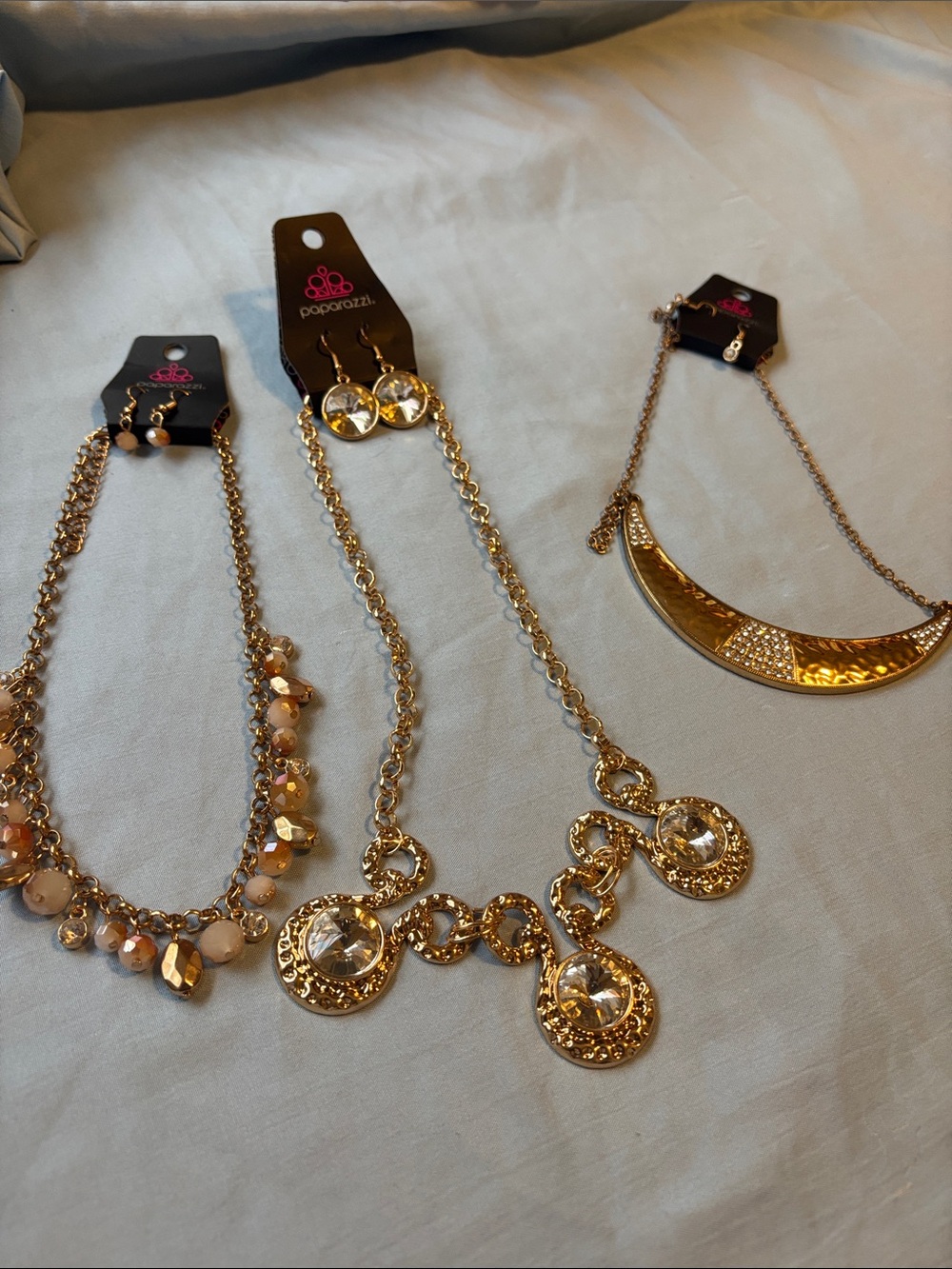 paparazzi Gold-Tone Multi-Style Necklace Set with Clear Crystals